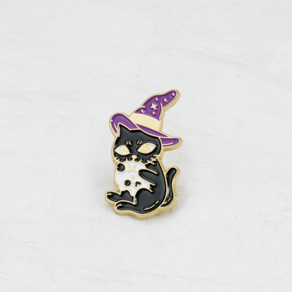 Purplehecate The Magic Cat Witch Pin