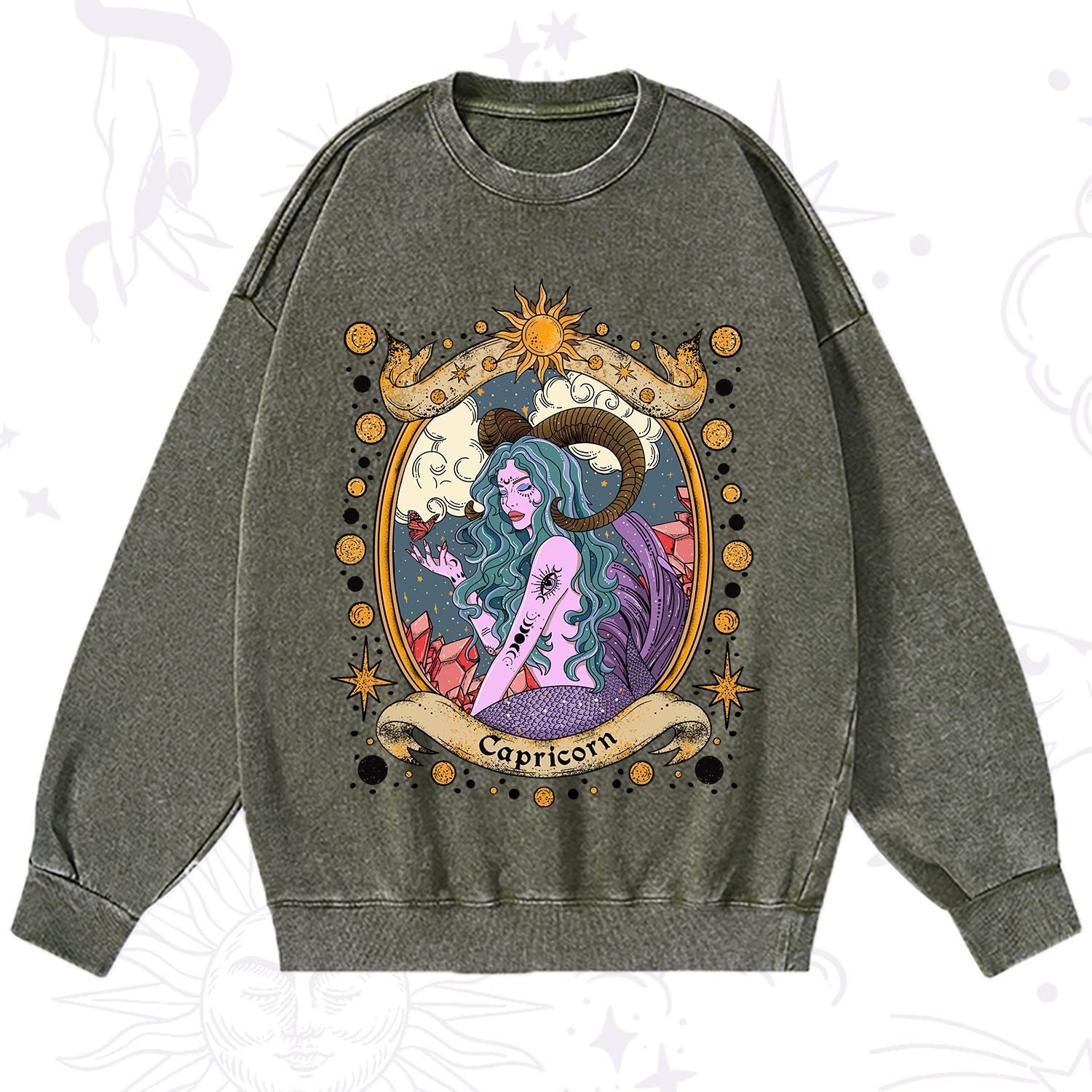 Purplehecate Capricorn Radiance Washed Sweatshirt