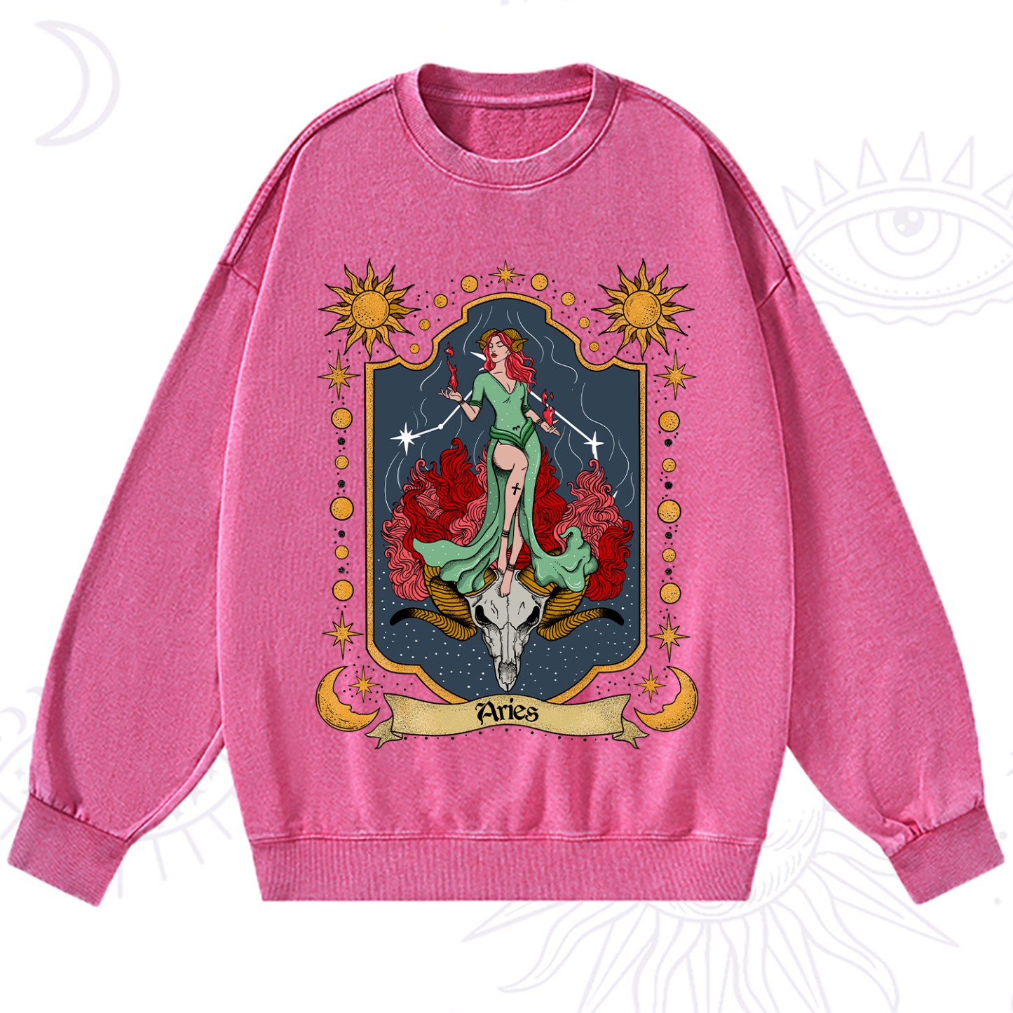 Purplehecate Aries Zodiac Washed Sweatshirt