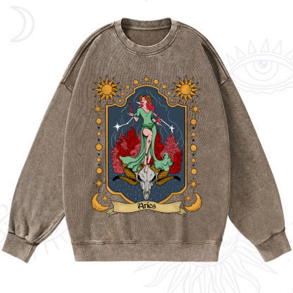 Purplehecate Aries Zodiac Washed Sweatshirt