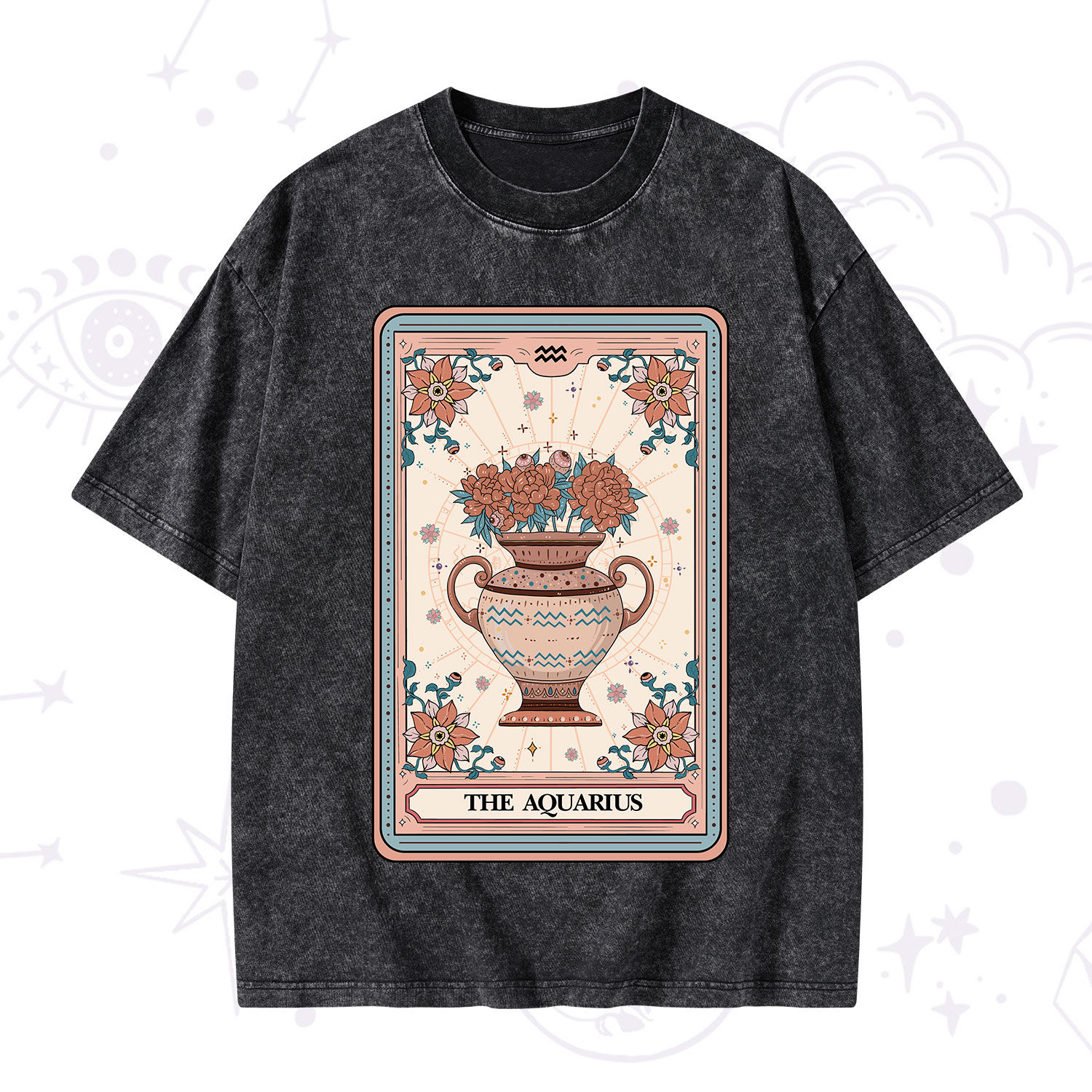 Purplehecate The Aquarius Tarot Card Washed T-Shirt
