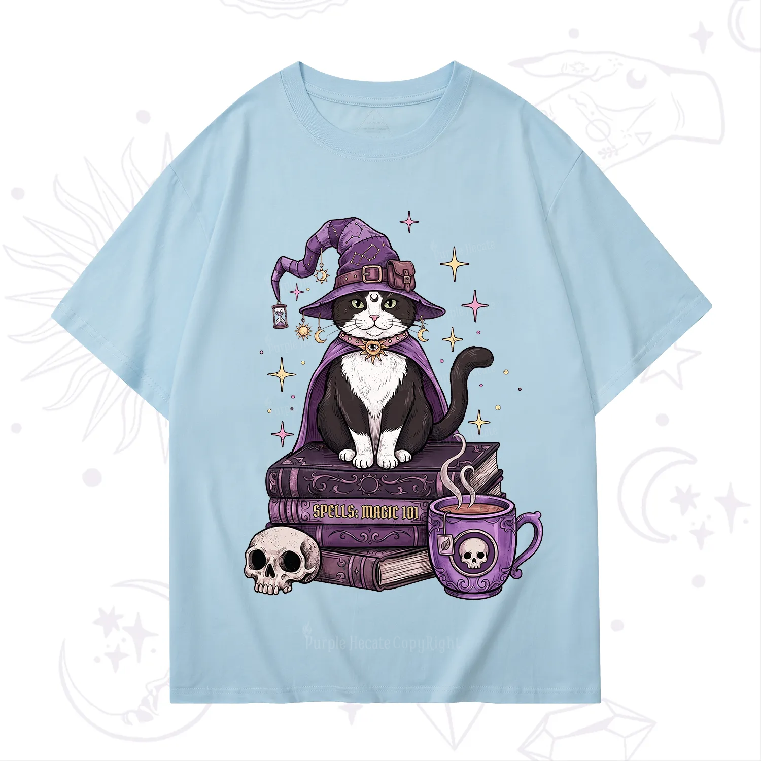 Purplehecate Witchy Cat Spell Books T-Shirt