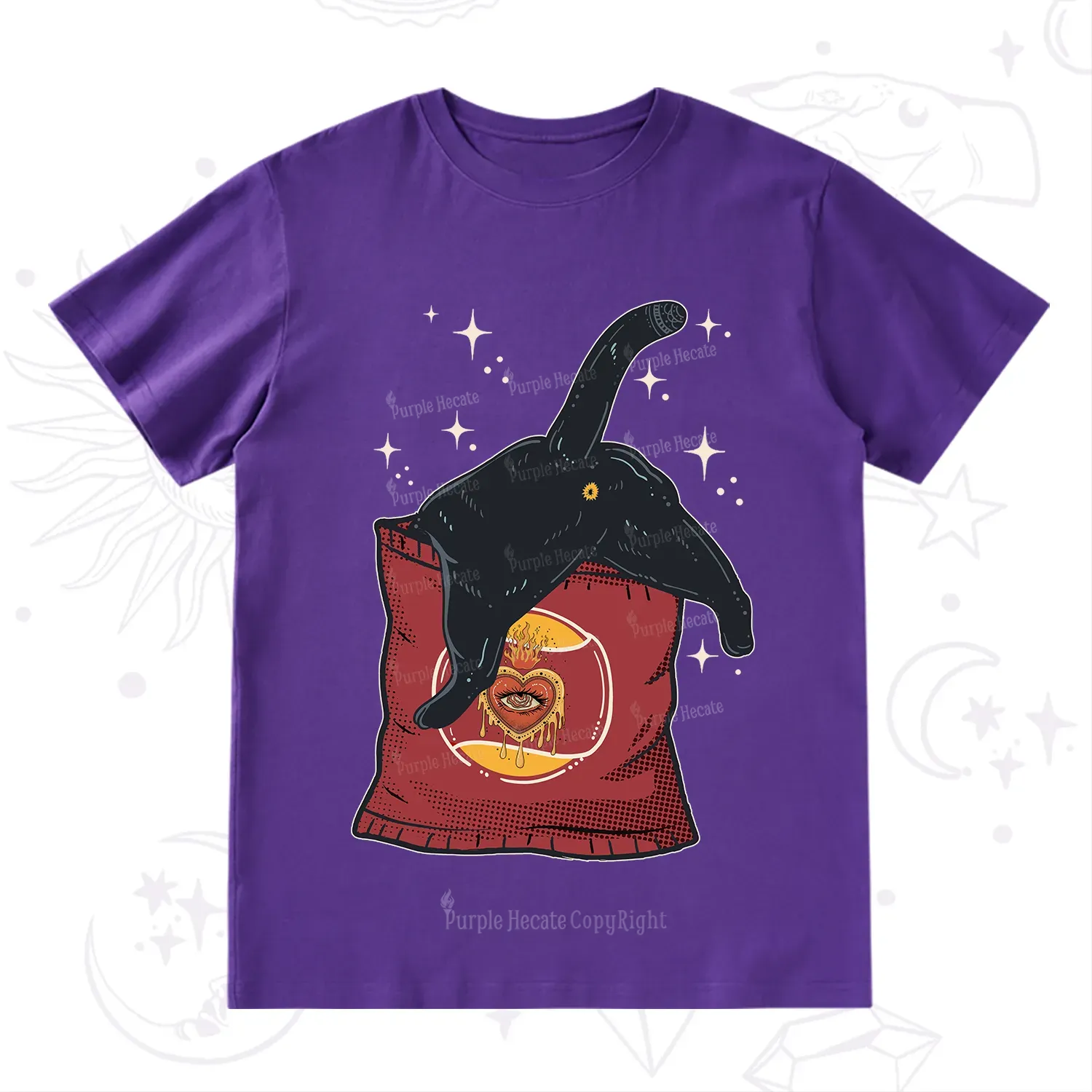 Purplehecate Curious Witch Cat T-Shirt