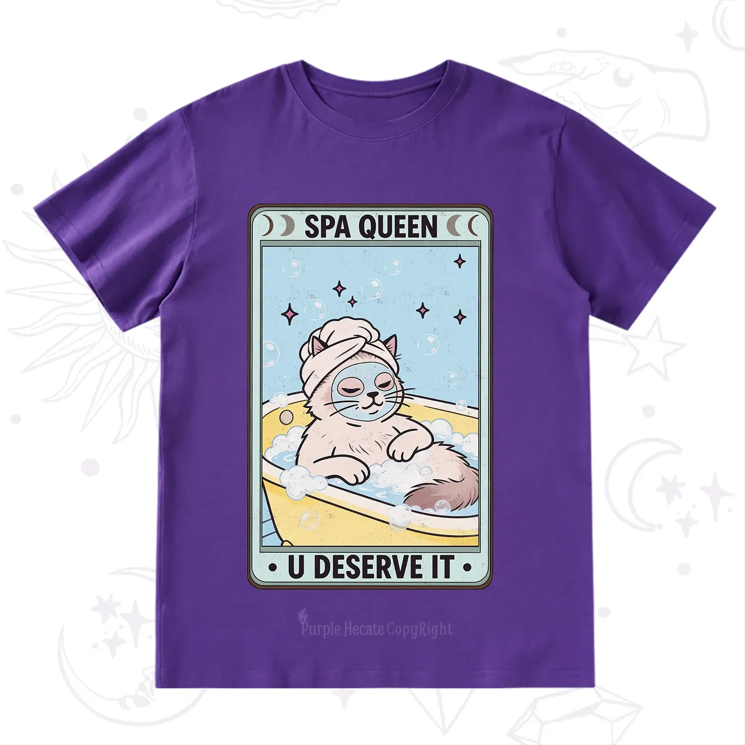 Purplehecate The Spa Queen Cat Tarot T-Shirt