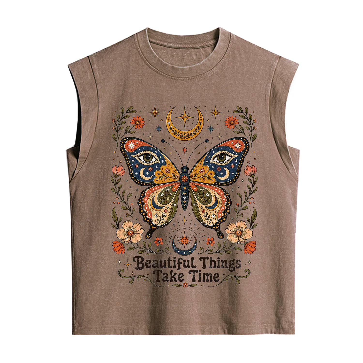 Purplehecate Beautiful Things Take Time Butterfly Vintage Washed Tank