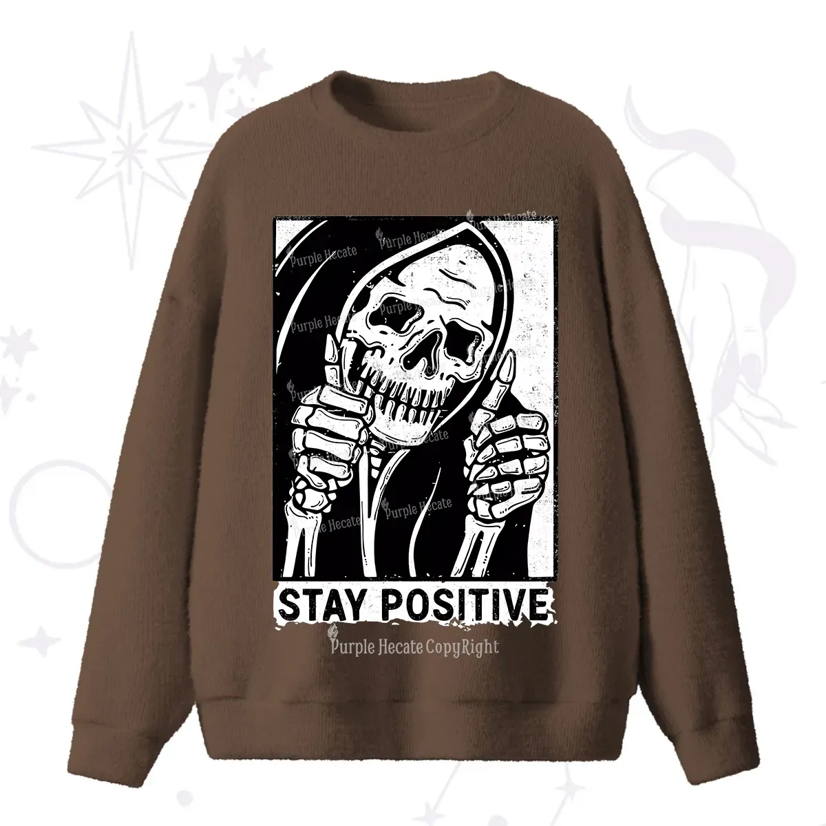 Purplehecate Stay Positive Fuzzy Ugly Sweater
