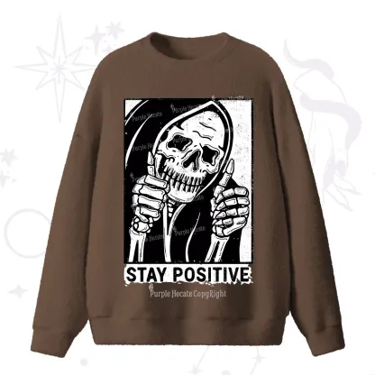 Purplehecate Stay Positive Fuzzy Ugly Sweater