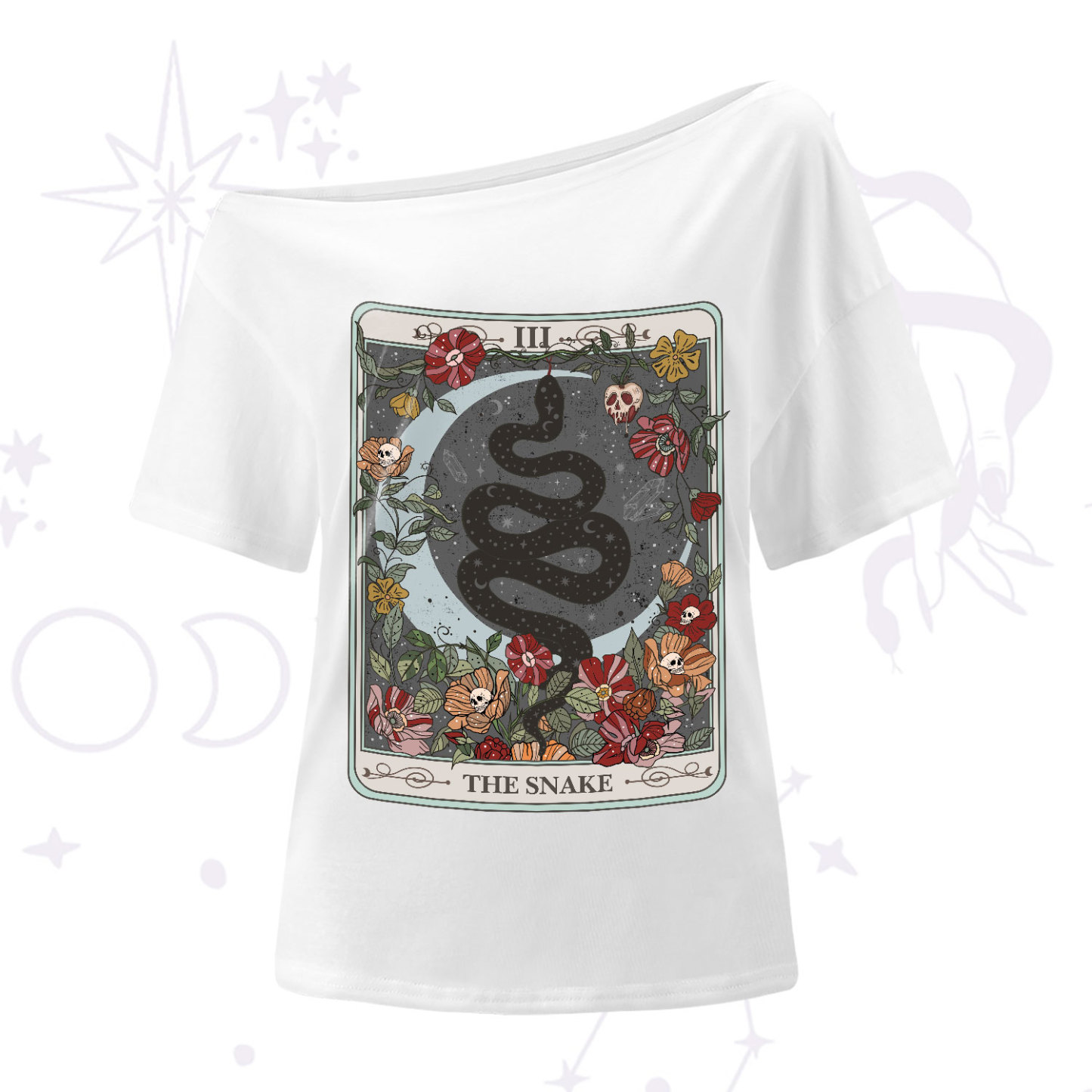 Purplehecate The Snake Tarot One-Shoulder T-Shirt