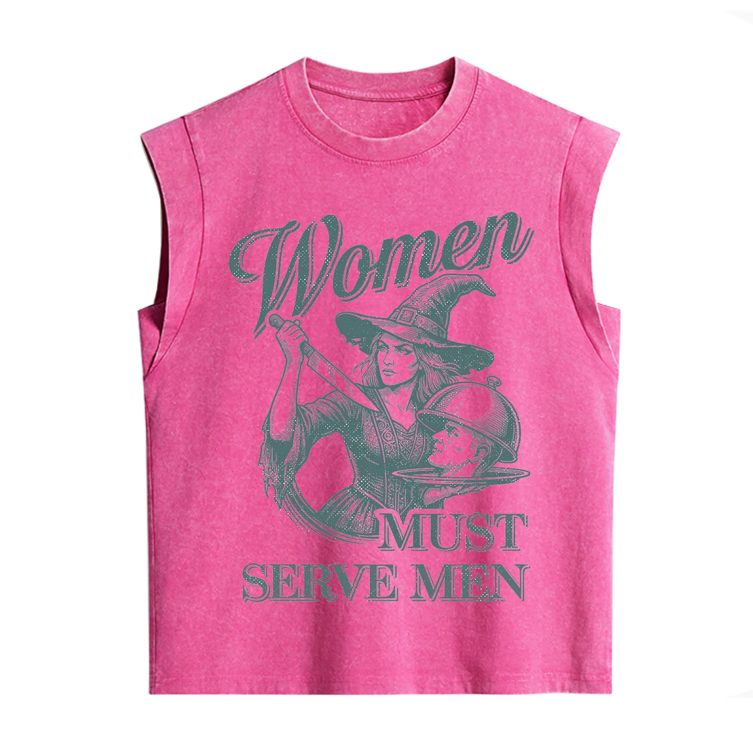 Purplehecate Women Must Serve Men Vintage Washed Tank