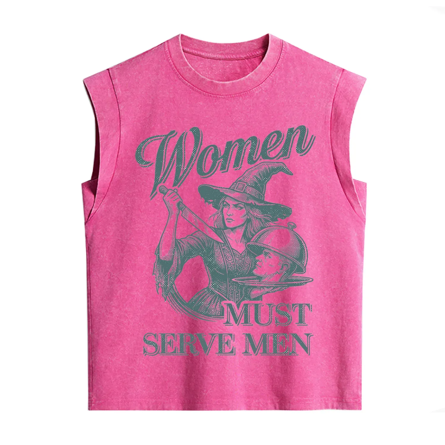 Purplehecate Women Must Serve Men Vintage Washed Tank