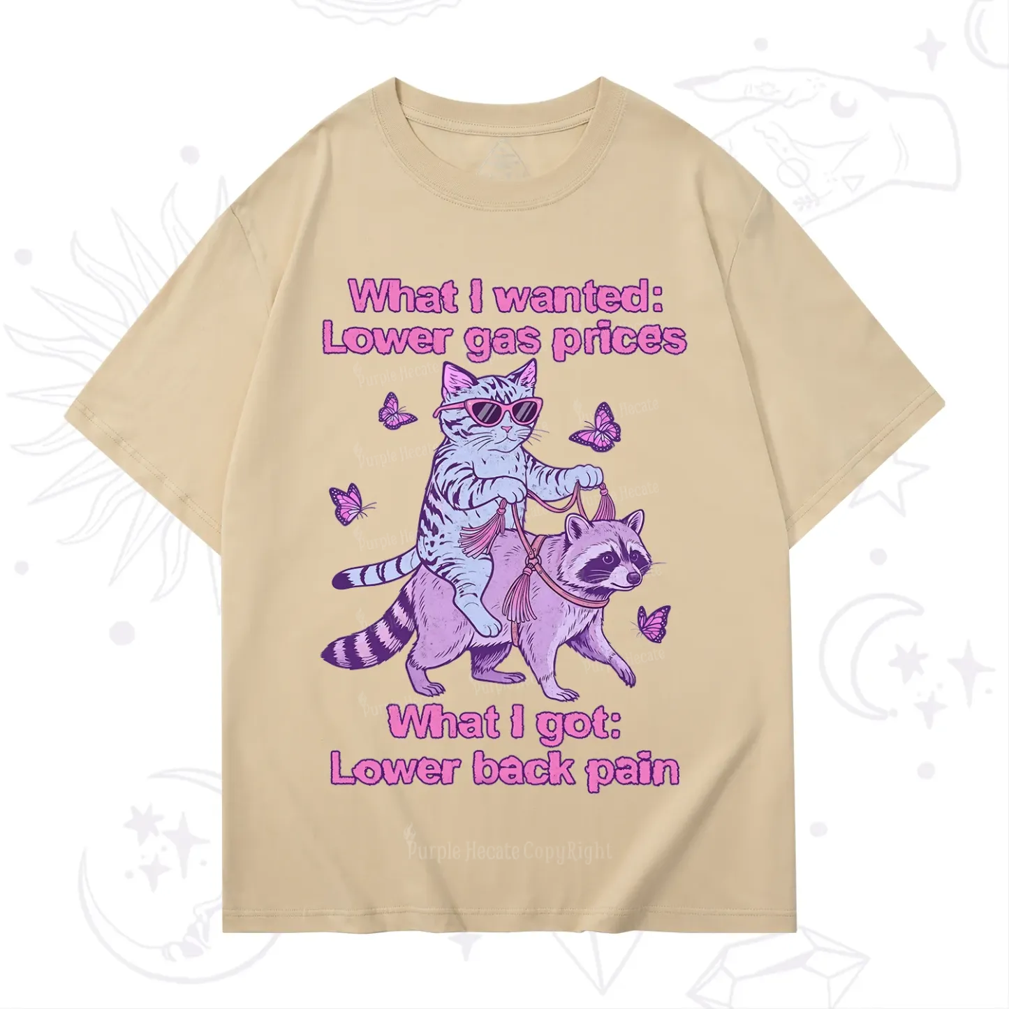 Purplehecate Lower Gas Prices Lower Back Pain Cat T-Shirt