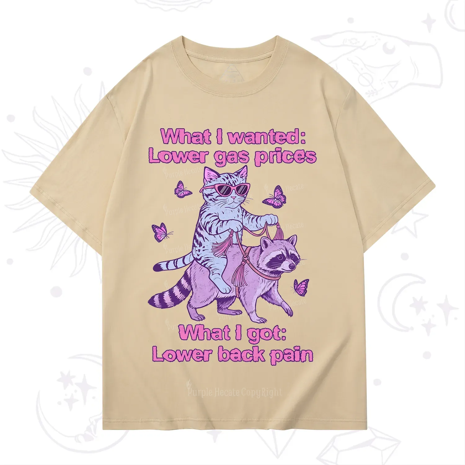 Purplehecate Lower Gas Prices Lower Back Pain Cat T-Shirt