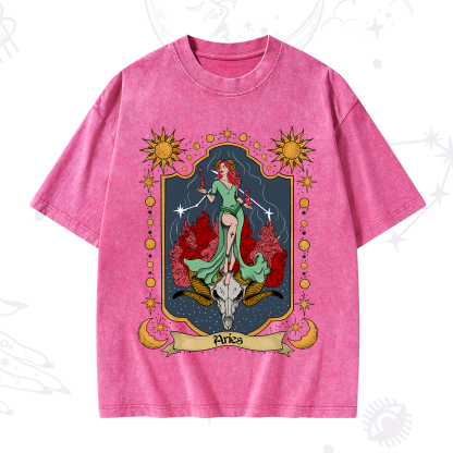 Purplehecate Aries Zodiac Washed T-Shirt