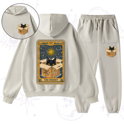 Purplehecate The Hermit Cat Tarot Card Fleece Hoodie Suit