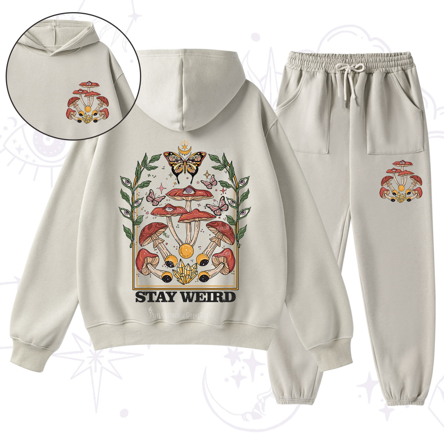 Purplehecate Stay Weird Fleece Hoodie Suit