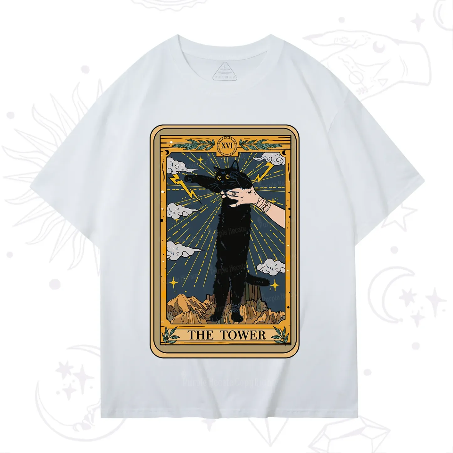 Purplehecate The Tower Cats Tarot T-Shirt