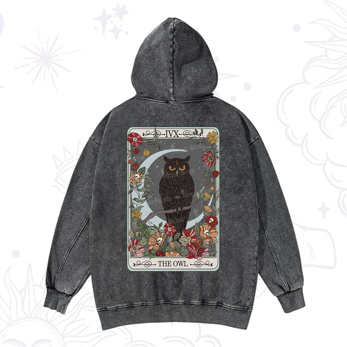 Purplehecate The Owl Tarot Washed Hoodie