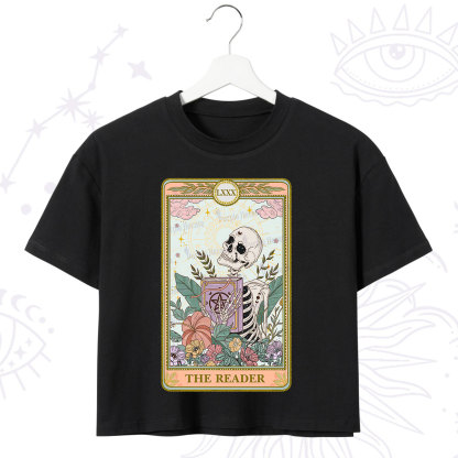 Purplehecate The Reader Occult Tarot Skeleton Crop T-Shirt
