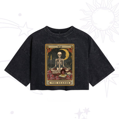 Purplehecate The Reader Tarot Washed Cropped T-Shirt