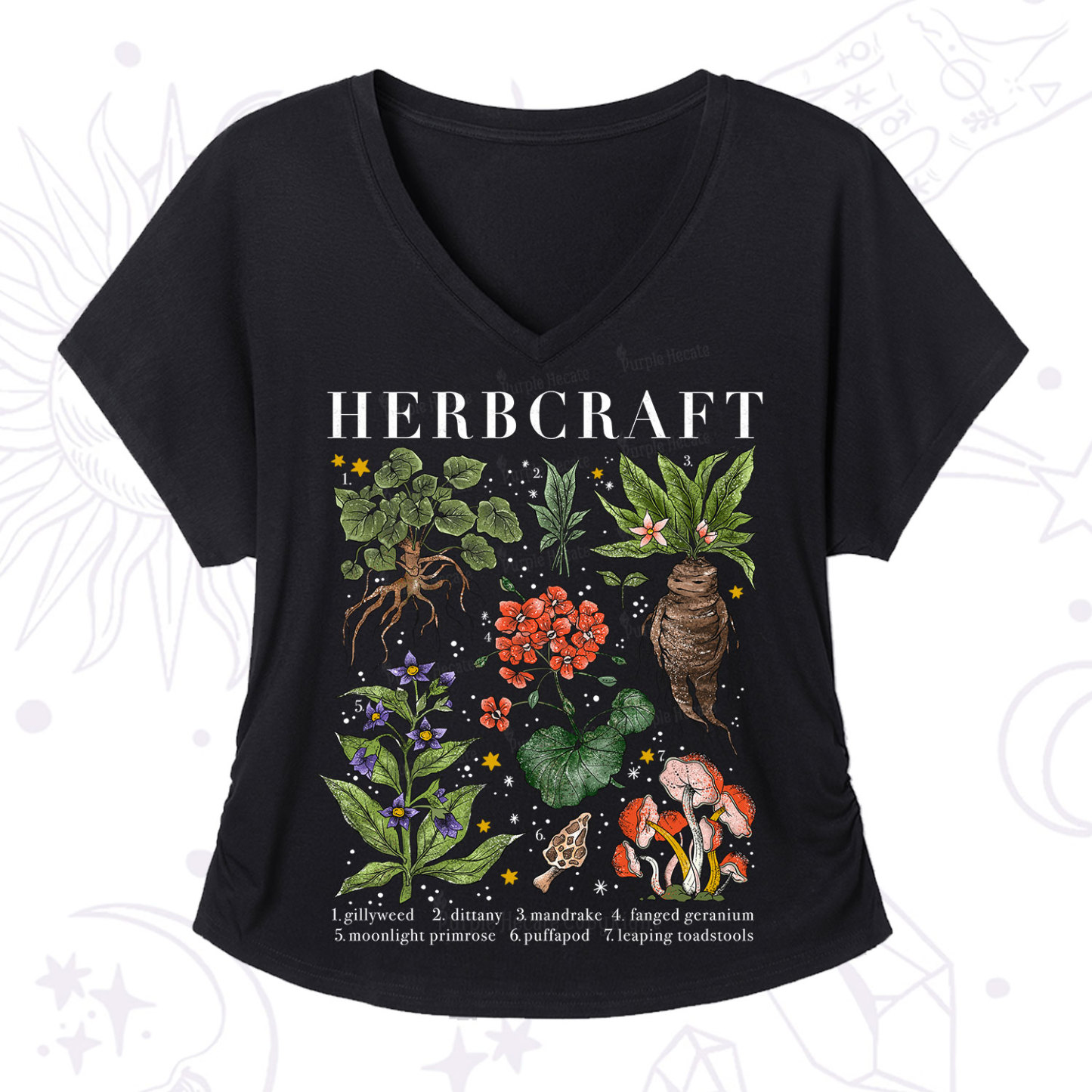 Purplehecate Magical Herbcraft V-Neck T-Shirt