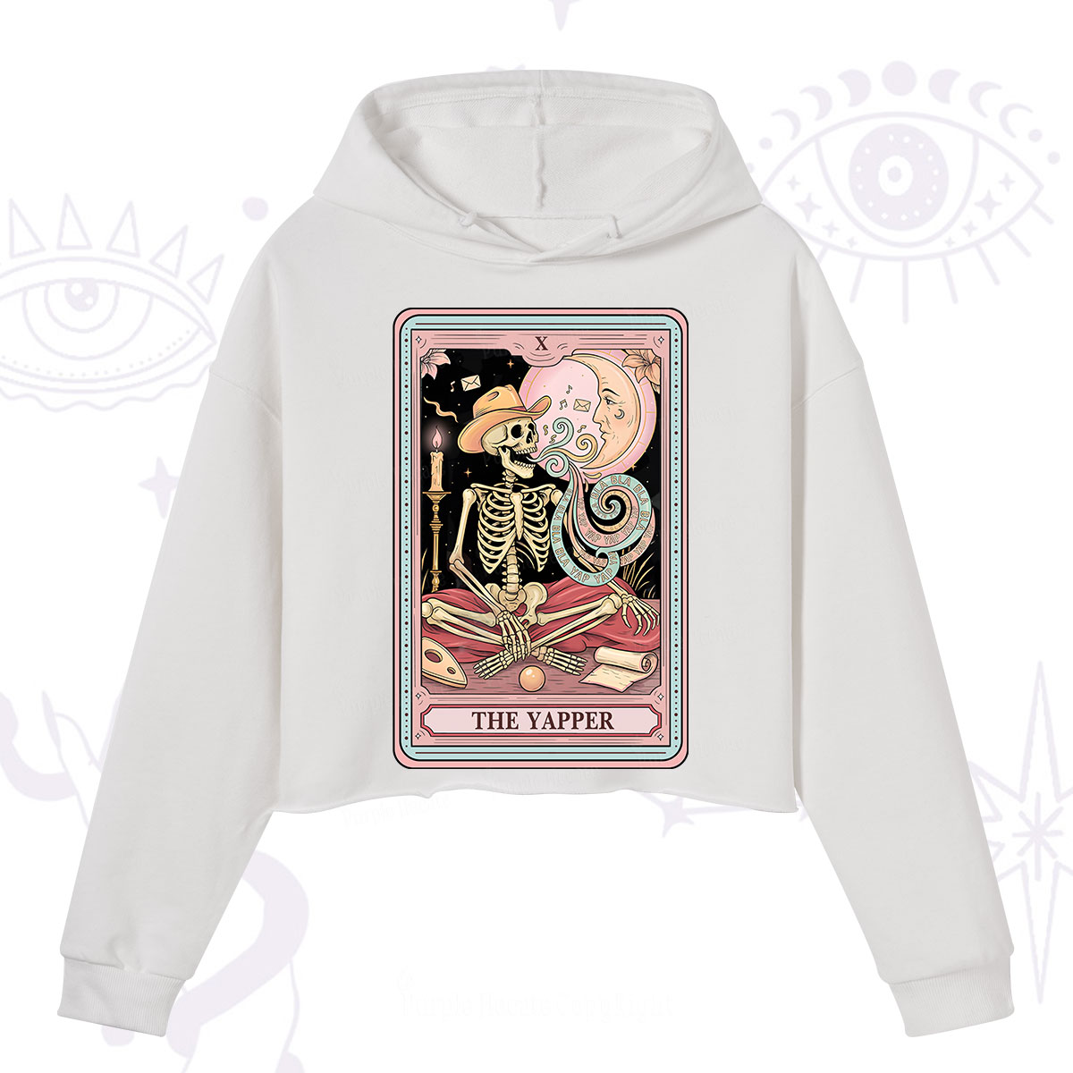 Purplehecate The Skeleton Yapper Tarot Crop Hoodie