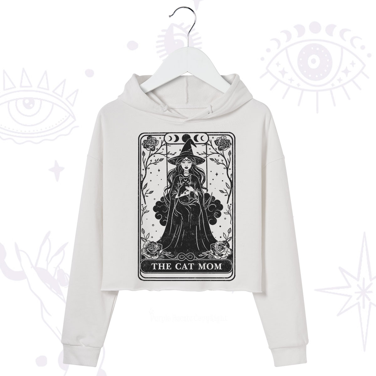 Purplehecate The Witch Cat Mom Tarot Crop Hoodie