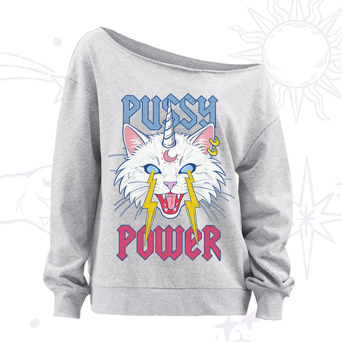Purplehecate Pussy Power Off The Shoulder Sweatshirt