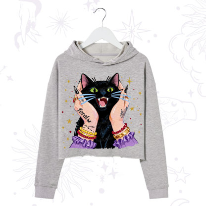 Purplehecate Feral Cat Magic Crop Hoodie