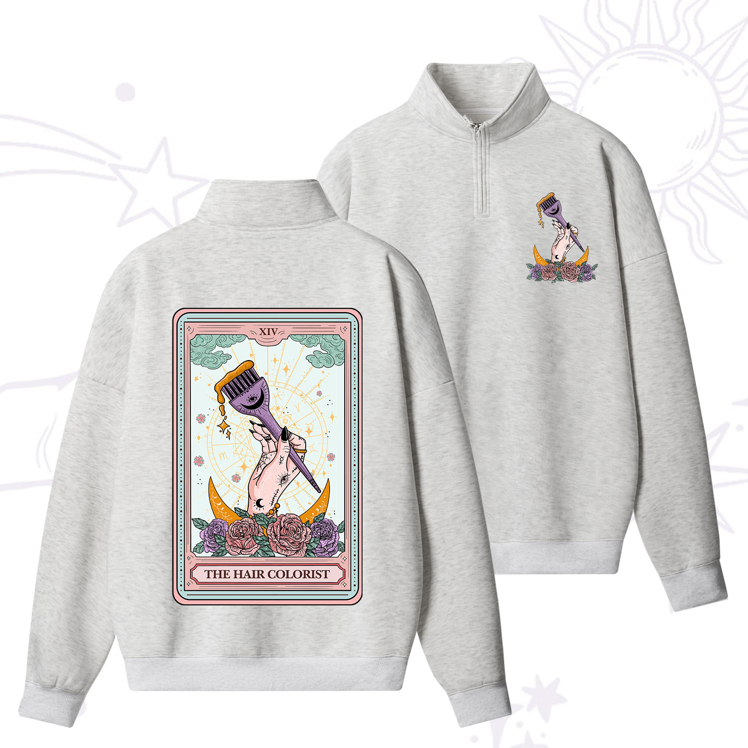 Purplehecate The Hair Colorist Tarot Zip Fleece Sweatshirt