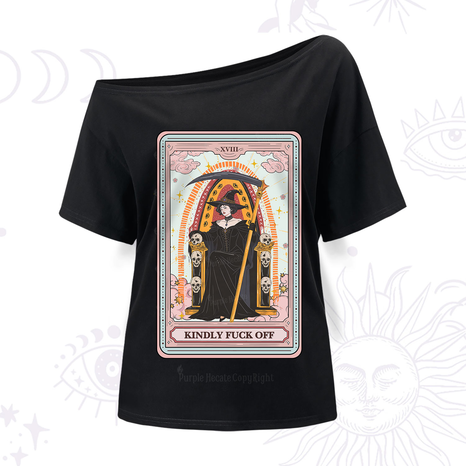 Purplehecate The Kindly Fuck Off Tarot One Shoulder T-Shirt