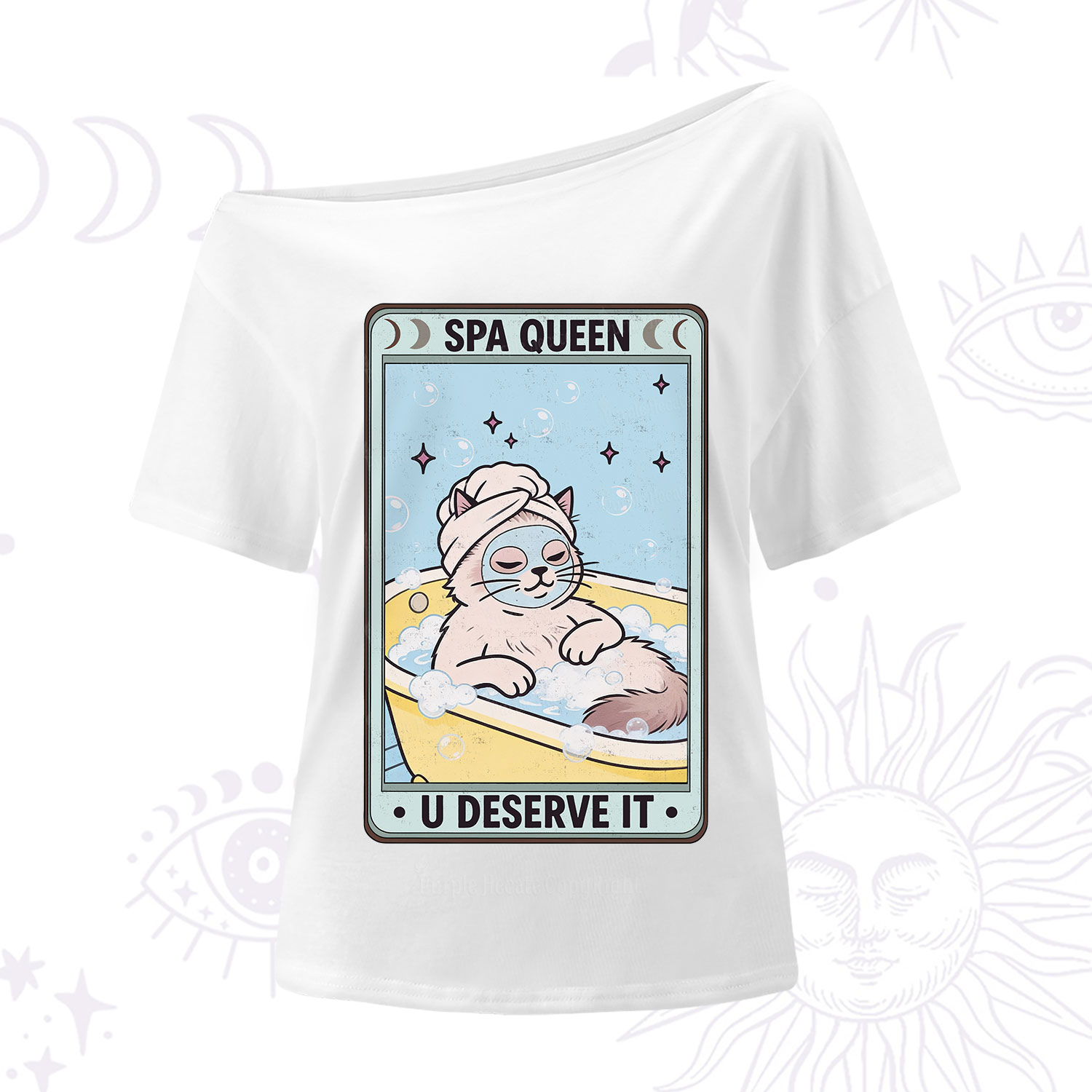 Purplehecate The Spa Queen Cat Tarot One Shoulder T-Shirt