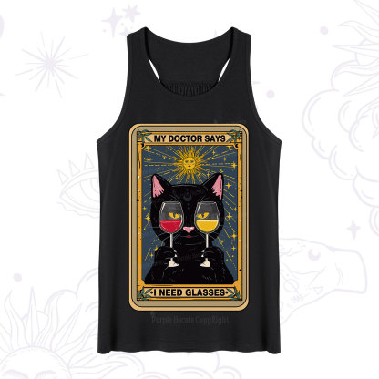 Purplehecate Funny Black Cat My Doctor Says I Need Glasses Tarot Tank