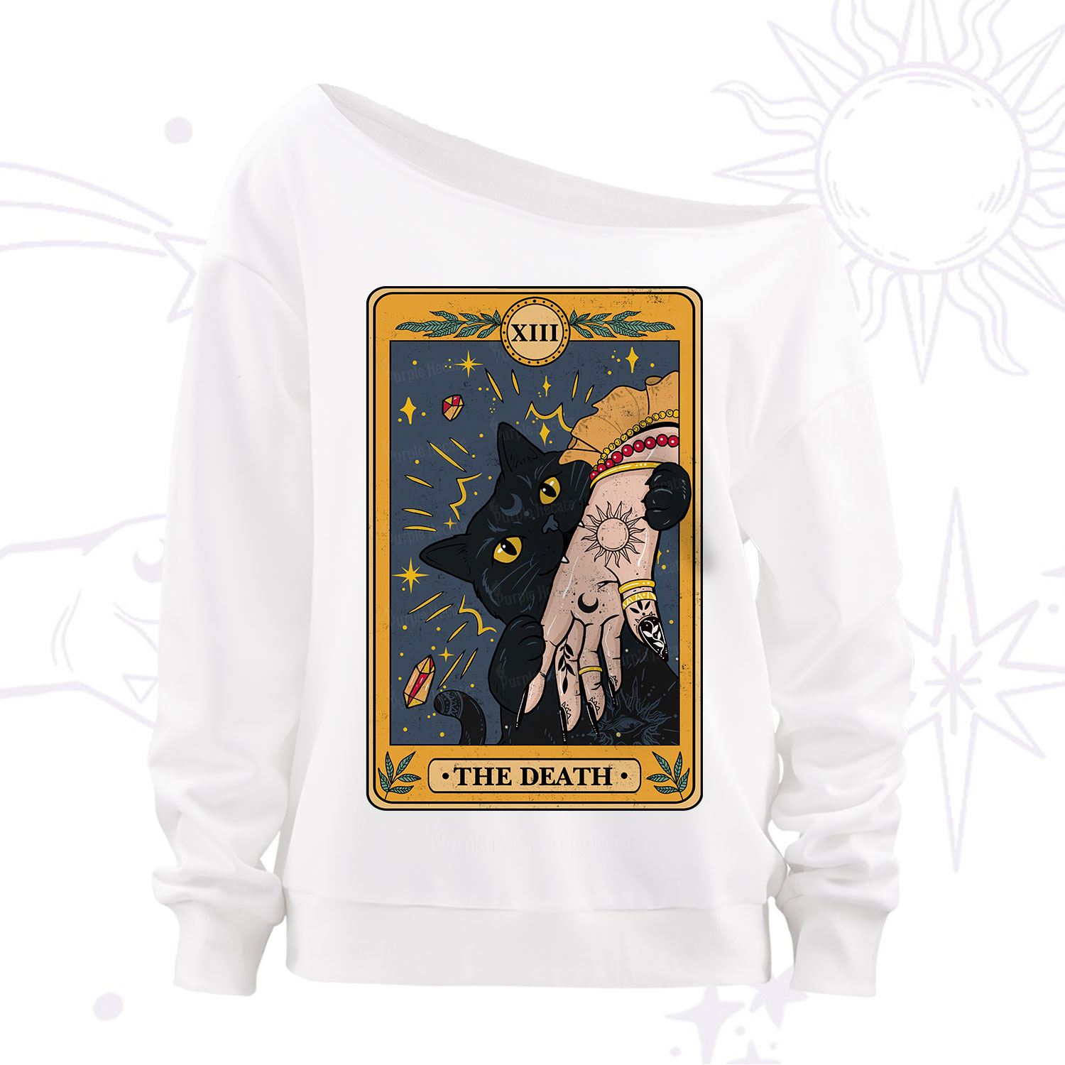 Purplehecate The Death Tarot Card Off The Shoulder Sweatshirt