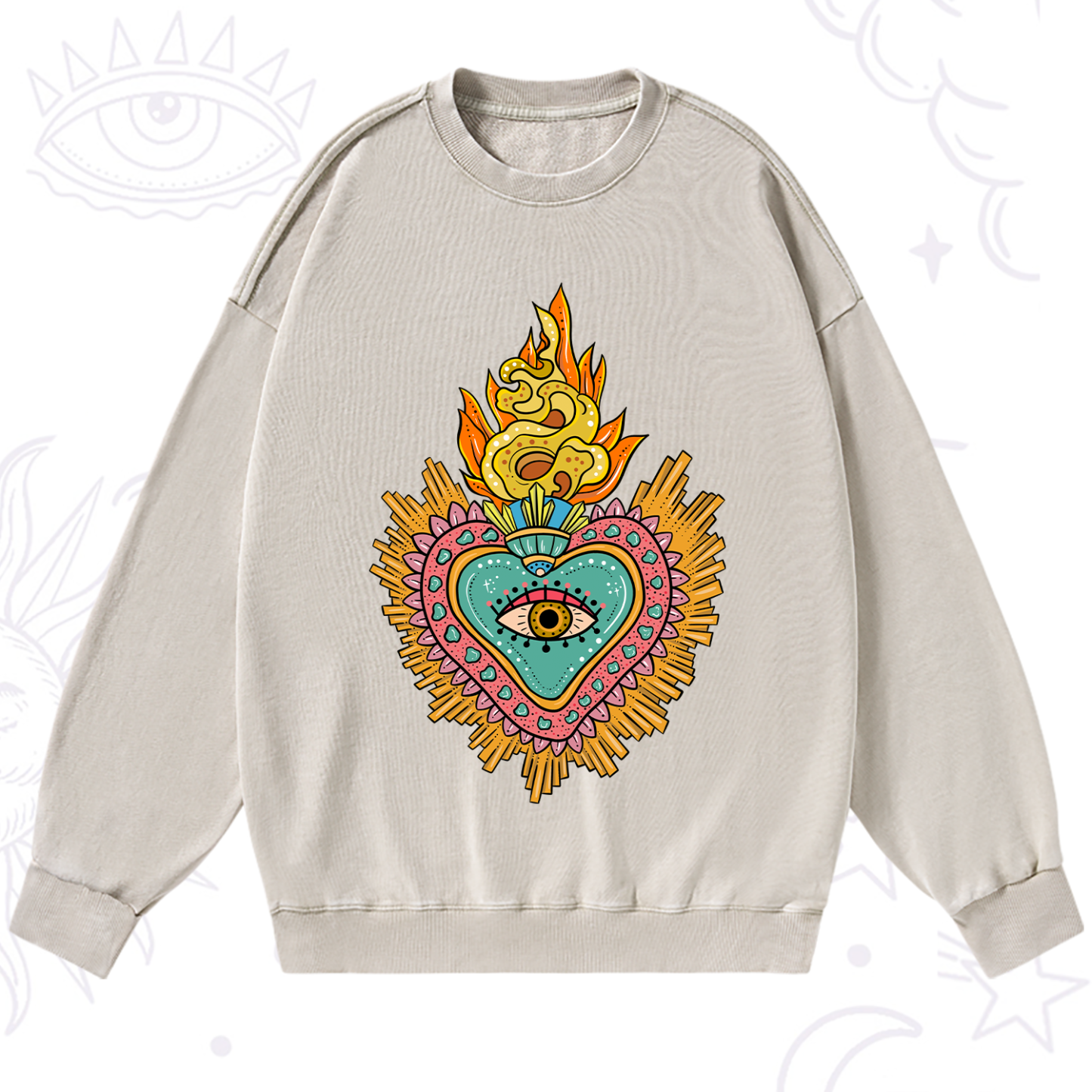 Purplehecate Rainbow Sacred Heart Washed Sweatshirt
