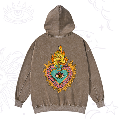 Purplehecate Rainbow Sacred Heart Washed Hoodie