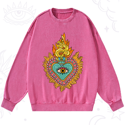 Purplehecate Rainbow Sacred Heart Washed Sweatshirt