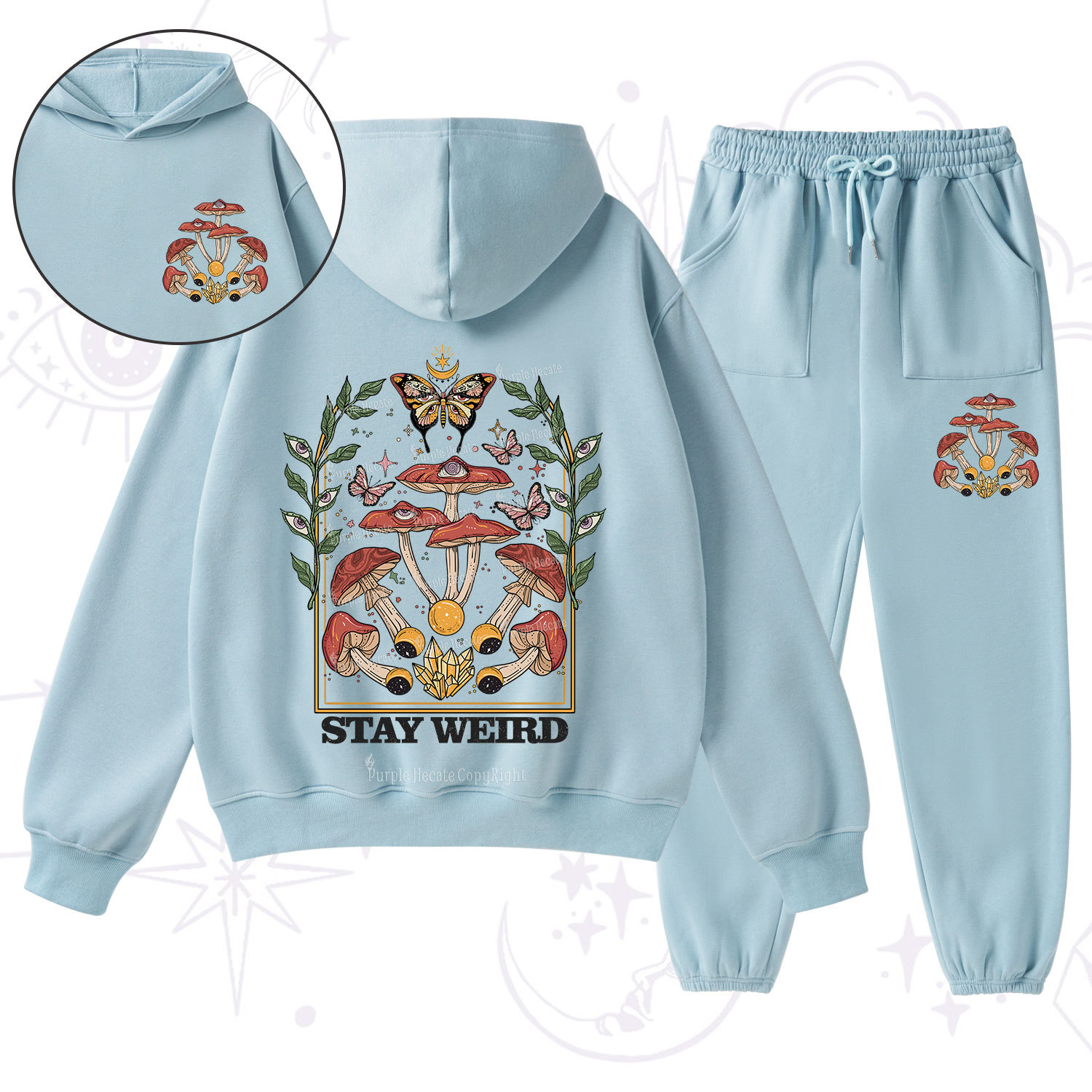 Purplehecate Stay Weird Fleece Hoodie Suit