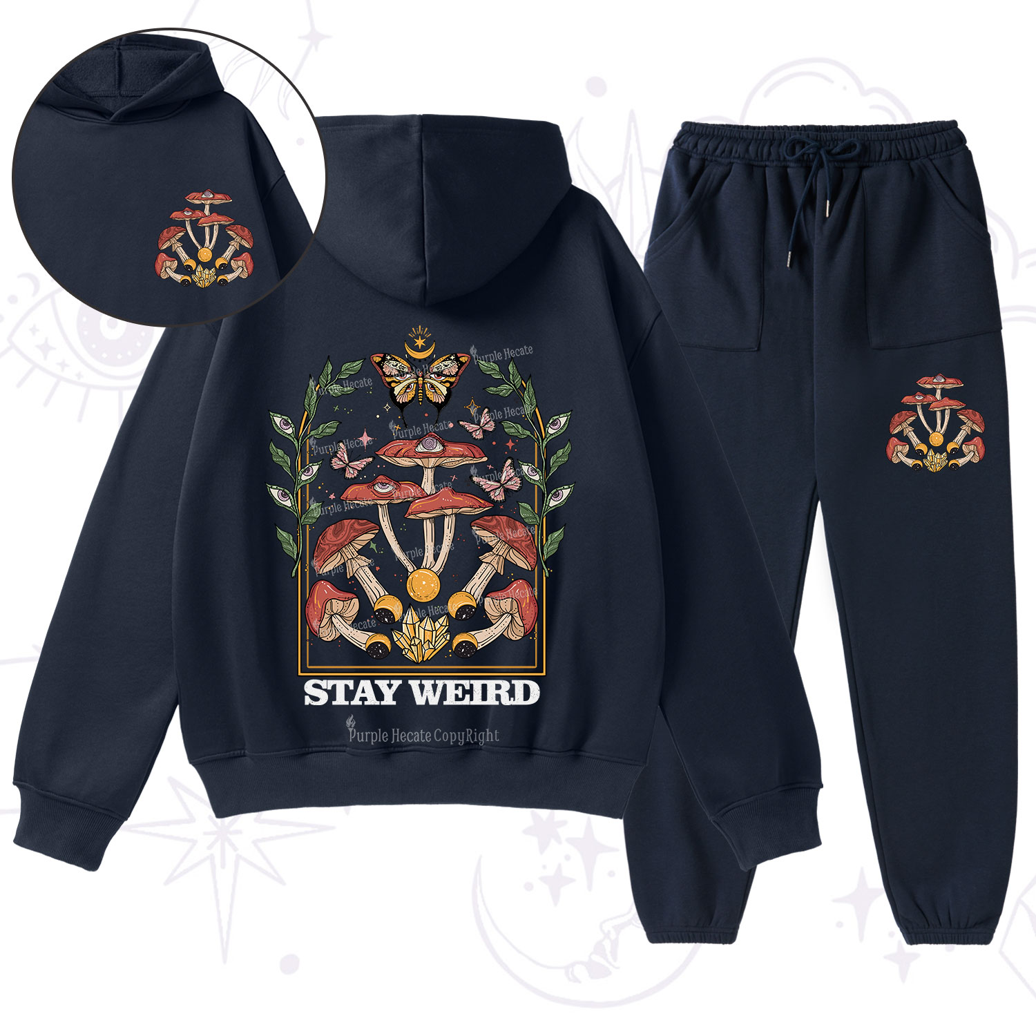 Purplehecate Stay Weird Fleece Hoodie Suit