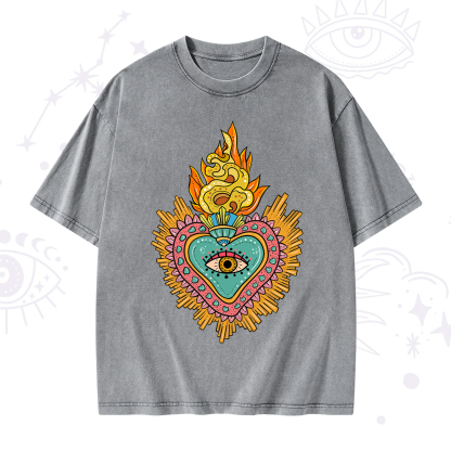 Purplehecate Rainbow Sacred Heart Washed T-Shirt