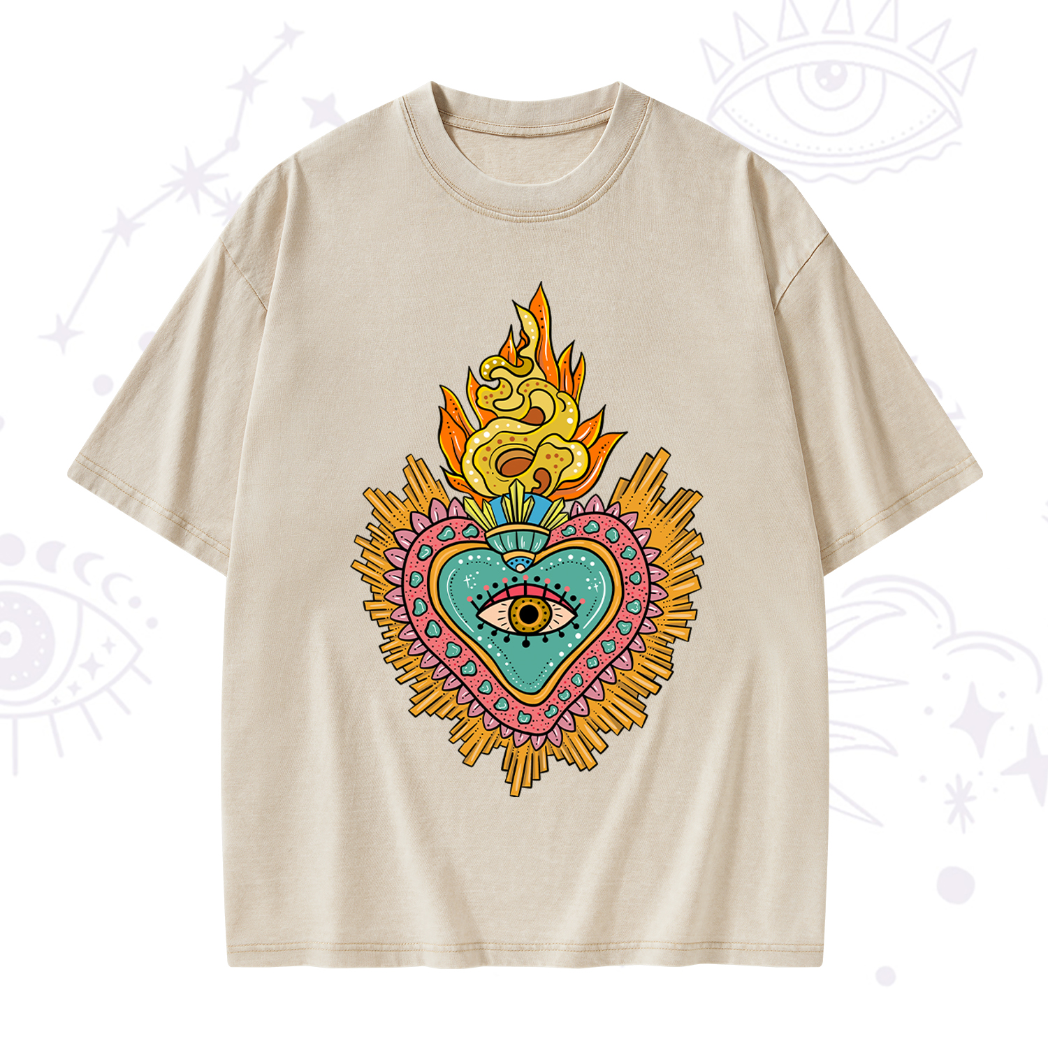 Purplehecate Rainbow Sacred Heart Washed T-Shirt