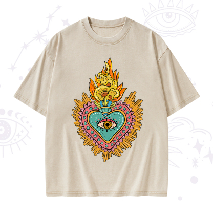 Purplehecate Rainbow Sacred Heart Washed T-Shirt