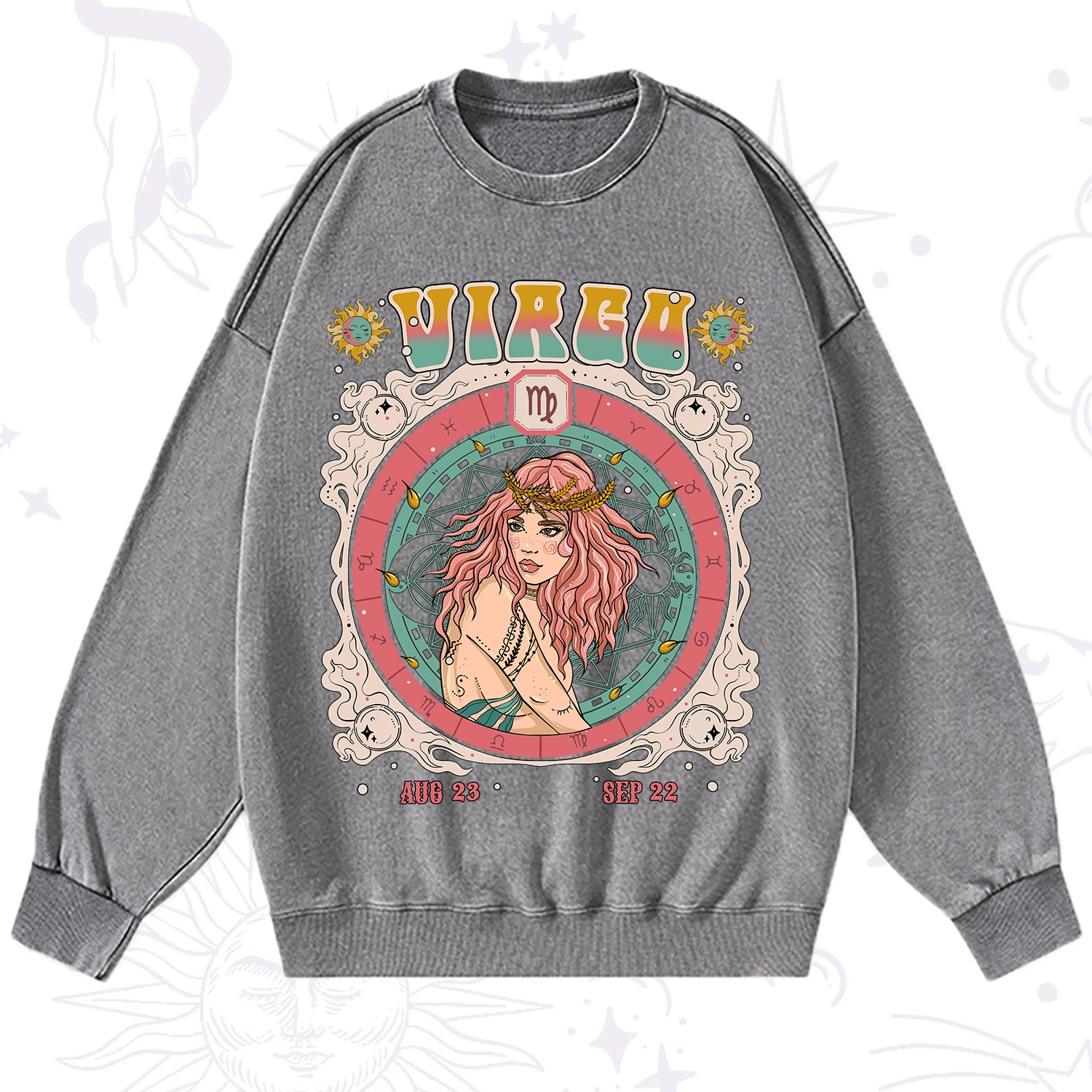 Purplehecate Virgo Cosmic Zodiac Washed Sweatshirt