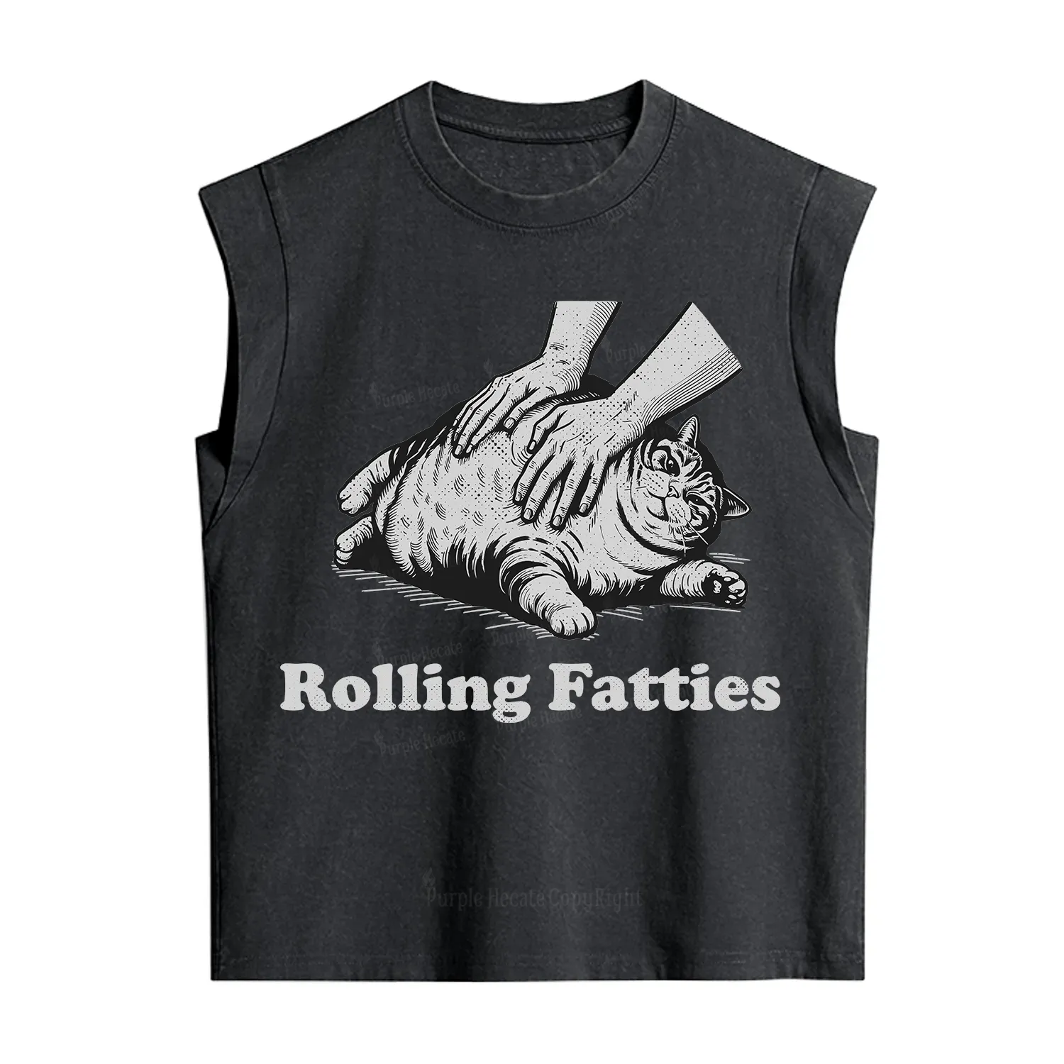 Purplehecate Rolling Fatties Cat Vintage Washed Tank