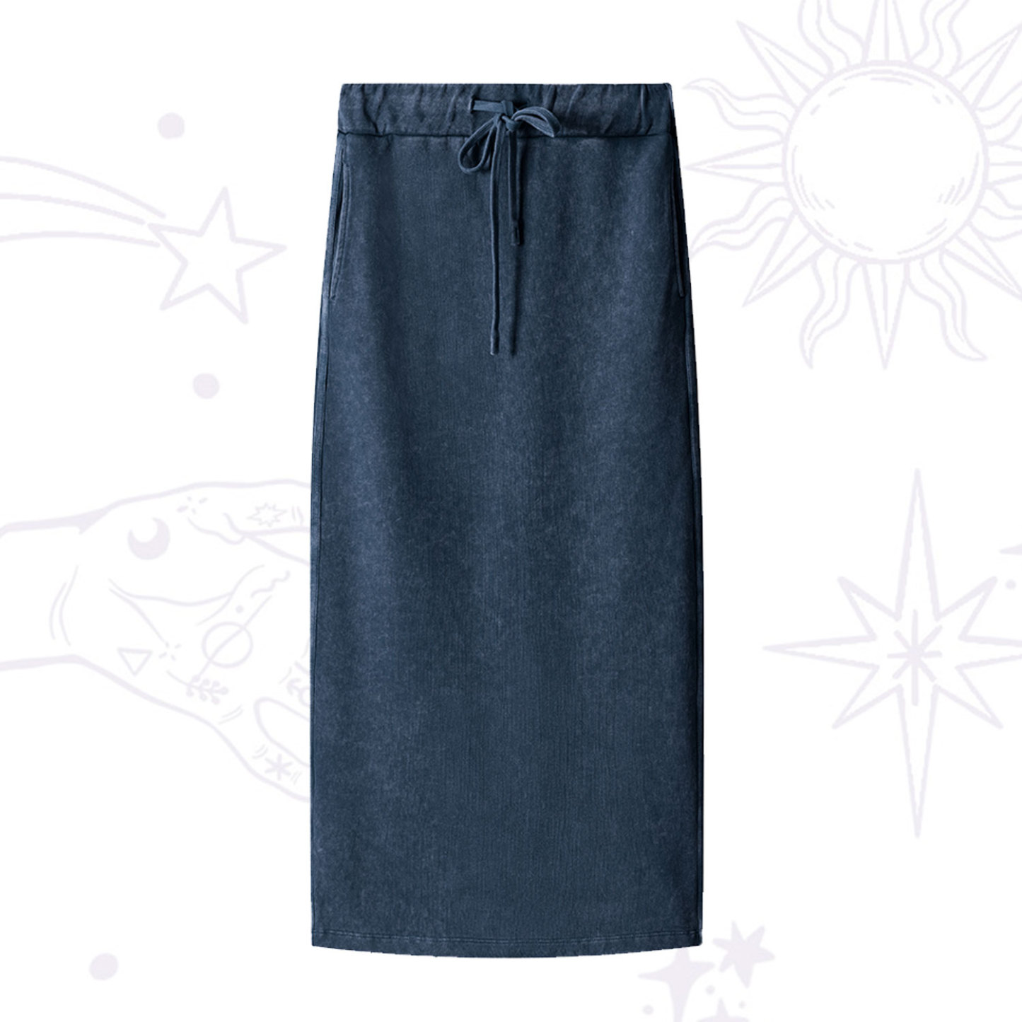 Purplehecate Washed Drawstring Long Skirt