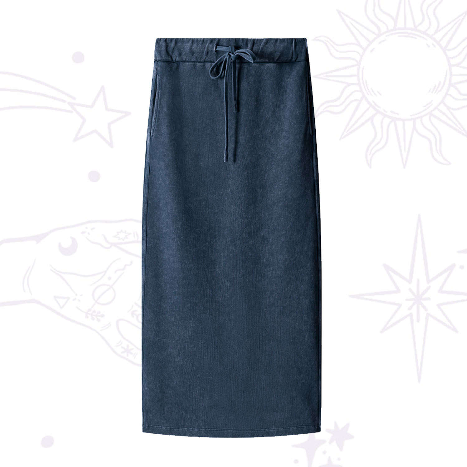 Purplehecate Washed Drawstring Long Skirt