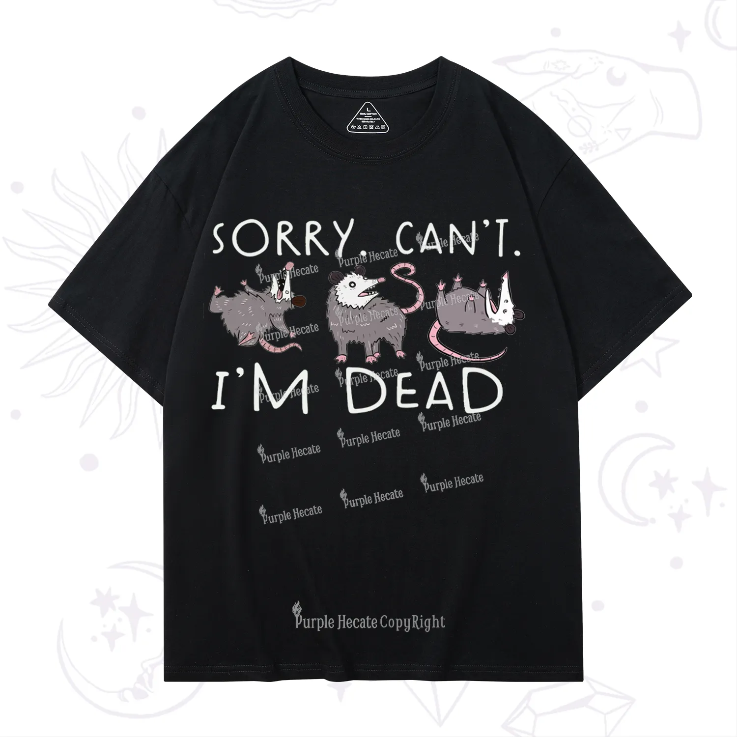 Purplehecate Funny Possum Sorry I Can't I'm Dead T-Shirt