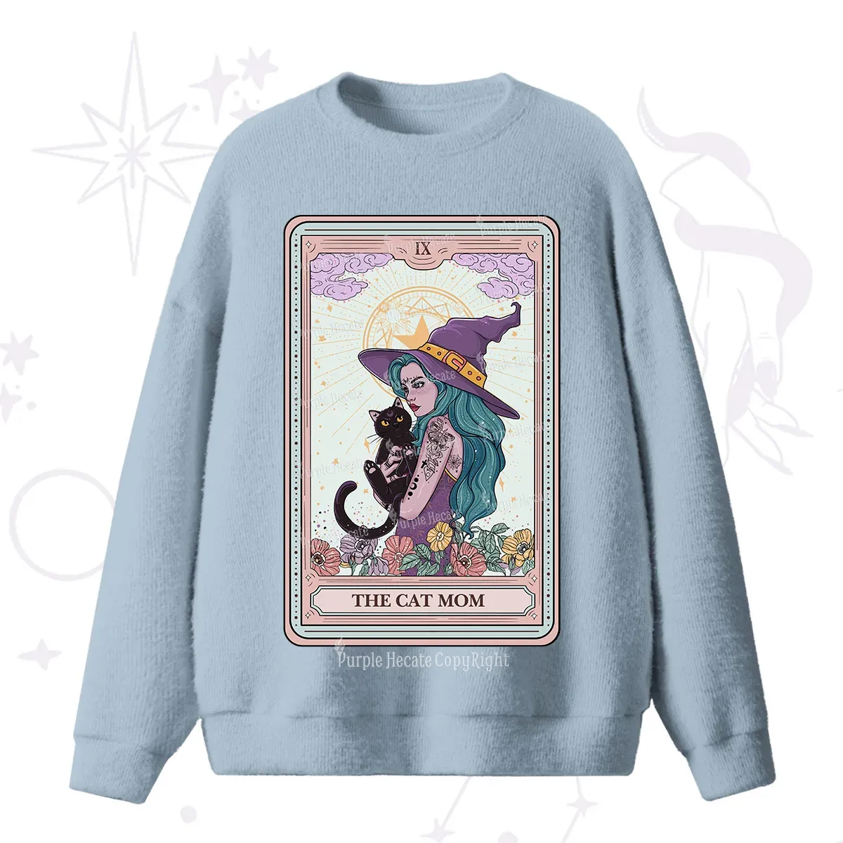 Purplehecate The Gothic Cat Mom Tarot Fuzzy Ugly Sweater