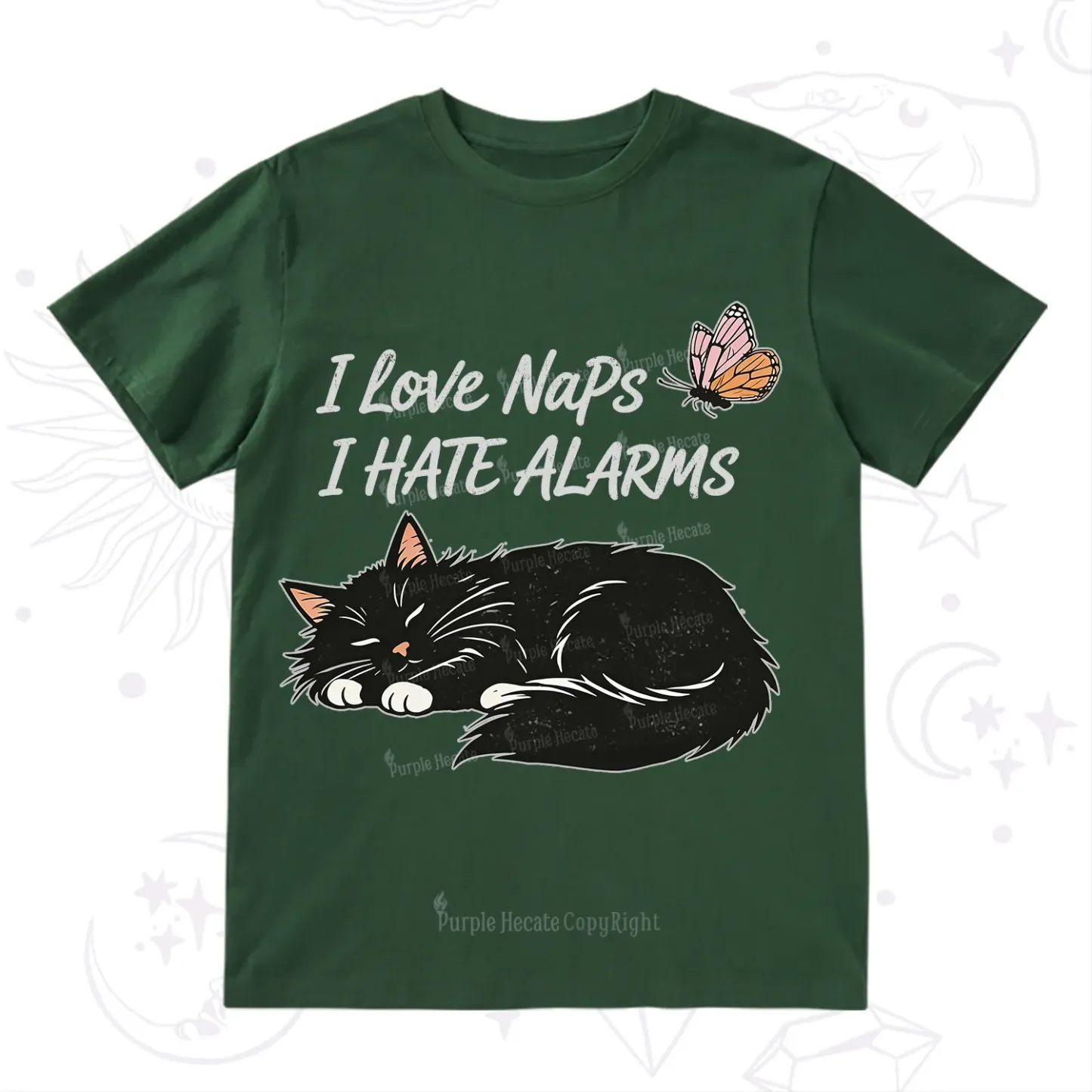 Purplehecate I Love Naps I Hate Alarms T-Shirt