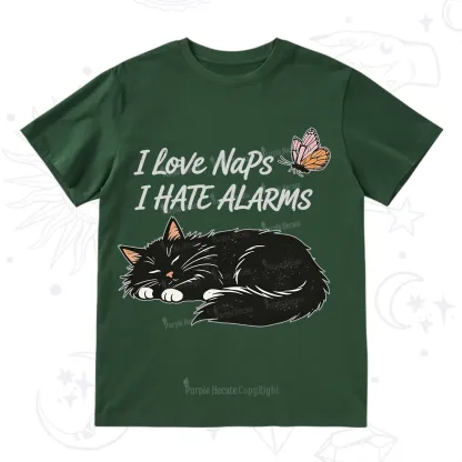 Purplehecate I Love Naps I Hate Alarms T-Shirt