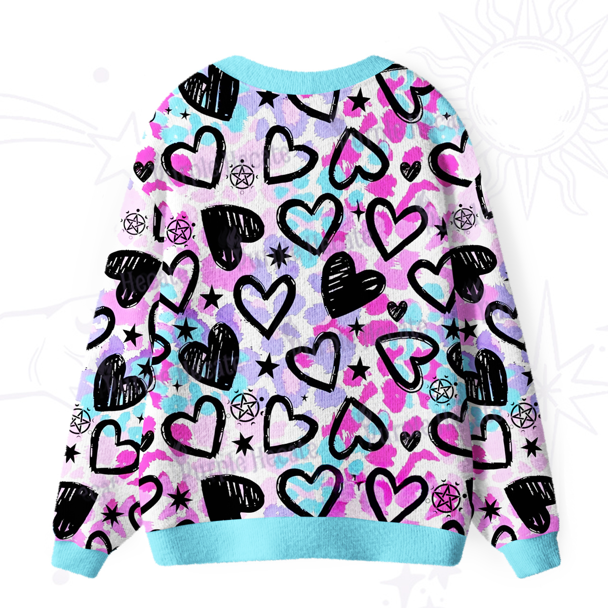 Purplehecate Heartful Magic Ugly Cardigan Sweaters